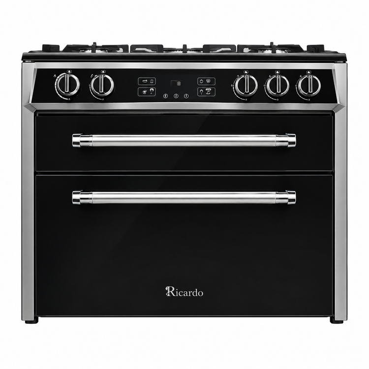 اجاق گاز ۵ شعله طرح فر ریکاردو مشکی